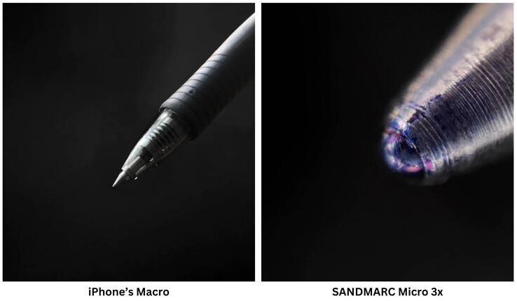 Standard iPhone macro vs 120x magnification (Image Source: SANDMARC)