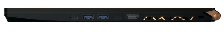 Right side: USB Type-C 3.0, 2x USB Type-A 3.1 Gen 2, Thunderbolt 3, HDMI 2.0, Kensington lock