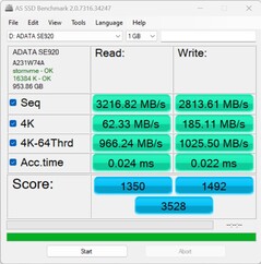 Connection: USB 4 (40 GBit) | Data size: 1 GB on the Minisforum AtomMan X7 Ti