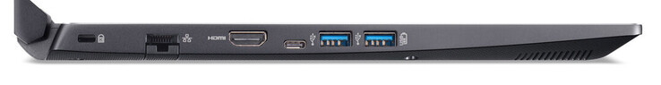 Left-hand side: cable lock slot, Gigabit Ethernet port, HDMI, 3x USB 3.2 Gen 1 (1x Type C, 2x Type A)
