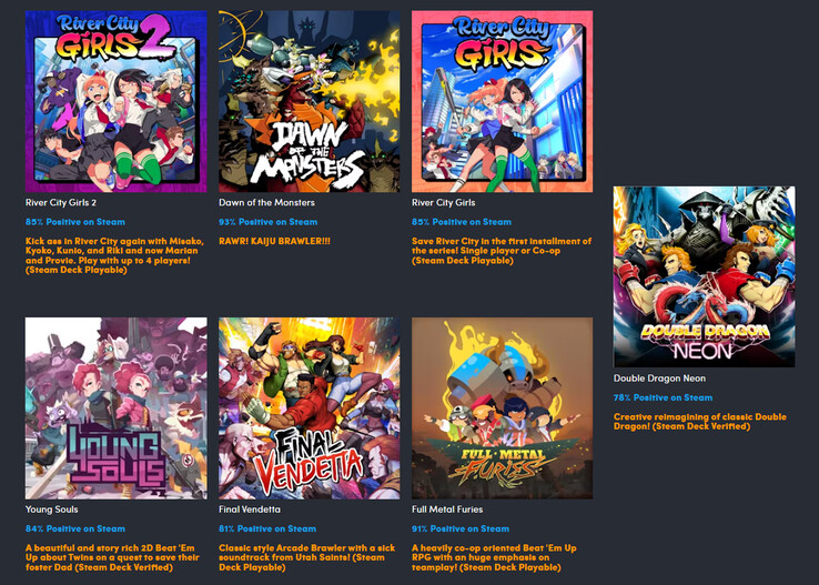 All the games included in the Badass Brawlers Humble Bundle collection (Image source: Humble Bundle)