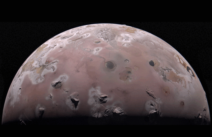 An image of Jupiter's volcanic moon captured by Juno (Image source: NASA, JPL-Caltech, SwRI, MSSS, and Gerald Eichstädt)