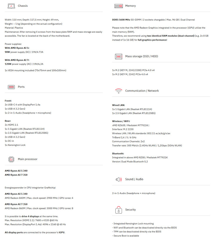 Complete specs of Tuxedo Nano Pro Gen 14 (Image source: Tuxedo)