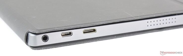 Left: 3.5 mm earphones, USB Type-C power port, Mini-HDMI