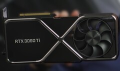 The Nvidia GeForce RTX 3090 Ti card was revealed at CES 2022. (Image source: Nvidia - edited)