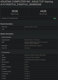 Ryzen 9 8940H Geekbench listing (image via Geekbench)