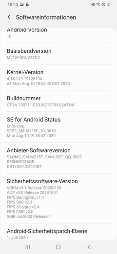 Software of the Samsung Galaxy M21