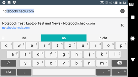 On-screen keyboard in landscape mode