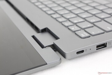 Hinge rigidity is satisfactory, but it tends to teeter in clamshell mode