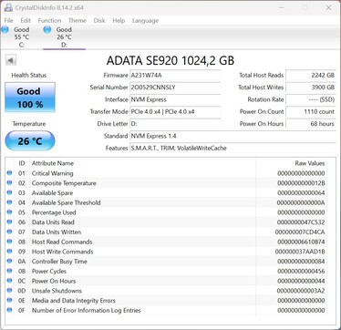 ADATA SE920 uses PCIe 4.0 x4