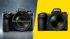 The Nikon Z6 III features slightly different design language compared to Nikon&#039;s current-gen full-frame hybrid camera. (Image source: Nikon / Nikon Rumors - edited)