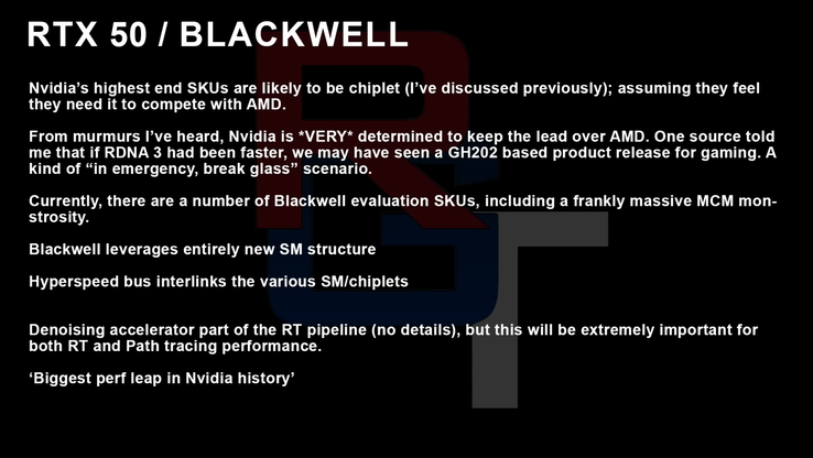 Nvidia Blackwell RTX 50 early rumors. (Source: RedGamingTech on YouTube)