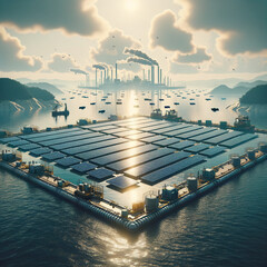 Floating solar park (symbolic image: DALL-E AI)