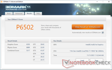 3DMark 11 on the higher-performing "Up" power level. Note the drastic increase in the GPU score