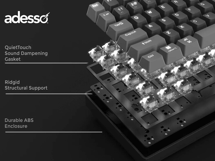 The Adesso EasyTouch keyboards use QuietTouch gaskets to further reduce typing noise. (Image source: Adesso)