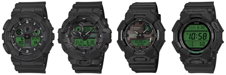 From left to right: the Casio G-Shock GA100BEG-1A, GA700BEG-1A, GAB010BEG-1A and GD010BEG-1 watches