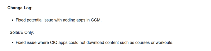 The release notes for system software 12.21 for the Instinct 3 smartwatches. (Image source: Garmin)