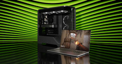 Nvidia has finally shown off the RTX 5050 GPU for desktops. Promo image displaying a laptop and a tower PC (image source: Nvidia)