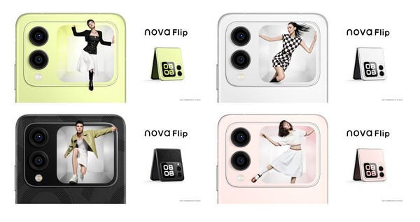 The Huawei Nova Flip will be available in four colors. (Image source: Huawei - edited)
