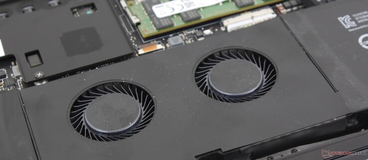 The Blade Pro 17 is the only GeForce RTX gaming laptop with two fans underneath the clickpad to aid in cooling The Blade Pro 17 is the only GeForce RTX gaming laptop with two fans underneath the clickpad to aid in cooling