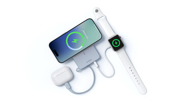 The Ugreen MagFlow 10000mAh 25W power bank can charge three devices at once. (Image source: Ugreen)