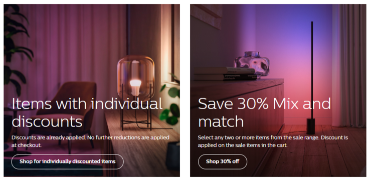 The Philips Hue Black Friday sale includes two discount types. (Image source: Philips Hue)
