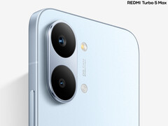 The Redmi Turbo 5 Max has support for 100W fast charging. Pictured: a promo picture showing the camera setup of the phone. (Image source: Xiaomi)