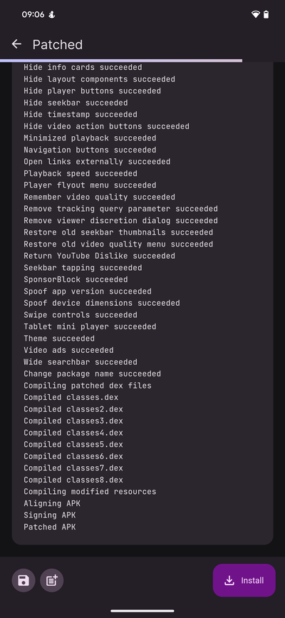 The modified YouTube APK can be installed directly from Revanced (Source: Notebookcheck)