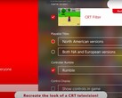 A Nintendo Switch 2 console screen showcasing its exclusive ability to recreate a CRT-like display option (image source: Nintendo of America YT)