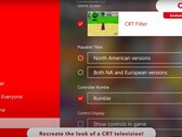 A Nintendo Switch 2 console screen showcasing its exclusive ability to recreate a CRT-like display option (image source: Nintendo of America YT)