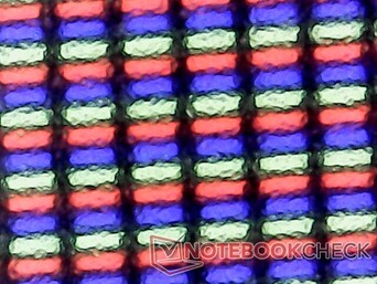 Matte subpixel array. The slightly grainy look is common amongst matte panels
