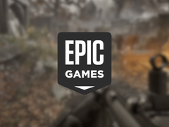 A screenshot from Wave Gods: Ammo Night with the Epic Games logo overlaid on top. 
