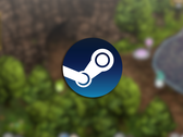 Pictured - the Steam logo overlaid over a screenshot from Wayblazer Dämmerung.