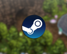 Pictured - the Steam logo overlaid over a screenshot from Wayblazer Dämmerung.