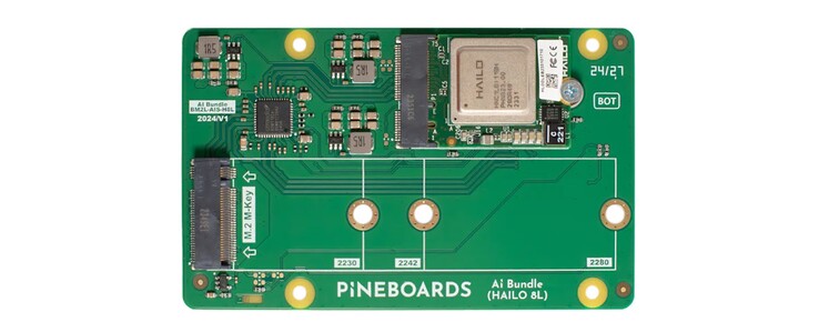 The installed Hailo 8L chip can be replaced. (Image source: Pineboards)