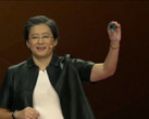 The AMD CEO shows off a Ryzen 3000 chipset live on stage as CES. (Source: YouTube)