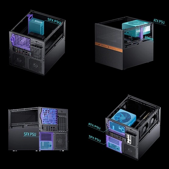 The Jonsbo N6 NAS chassis can accommodate SFX and ATX PSUs. (Image source: Jonsbo)