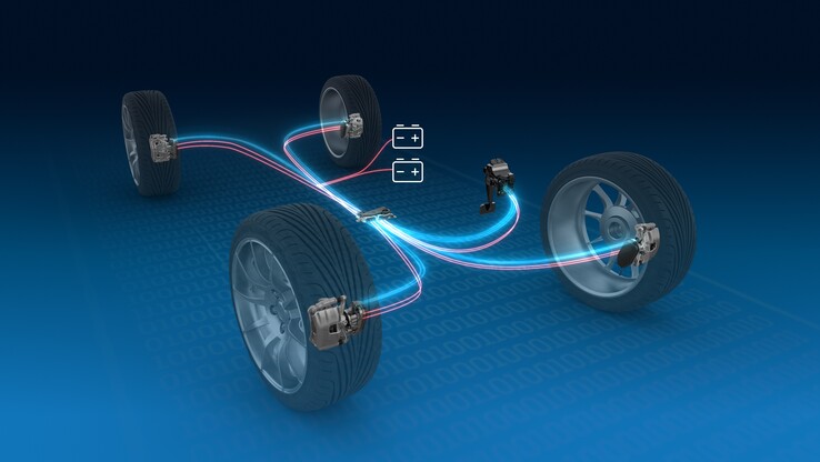 ZF's brake-by-wire system relies on electrical signals and motors to actuate the brake pads. (Image source: ZF)