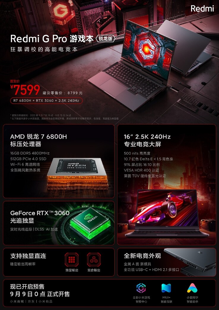 The new RedmiBook G Pro Ryzen Edition's main advantages. (Source: Redmi via Weibo)