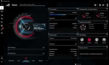 Main screen with performance modes ...