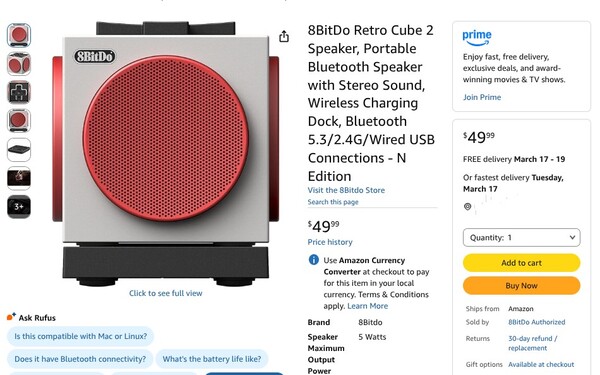 The 8BitDo Retro Cube 2 Speaker - N Edition can now be purchased on Amazon.
