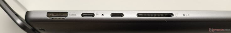 Left side: HDMI 2.1, 2x USB-C 4 (incl. DisplayPort 2.1 & Power Delivery), SD card reader