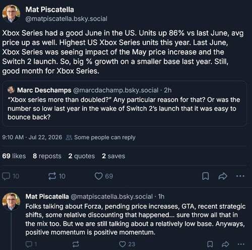 Mat Piscatella comments on June Xbox console sales