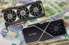 Cards from the Radeon RX 6000 series and GeForce RTX 30 range are still overpriced though. (Image source: AMD/Nvidia/Unsplash - edited)