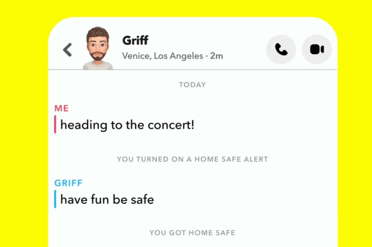 Snapchat Home Safe feature example (Image Source: Snapchat)