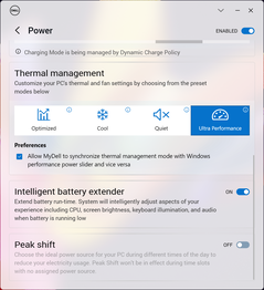 Four power profiles: Optimized, Cool, Quiet, and Ultra Performance