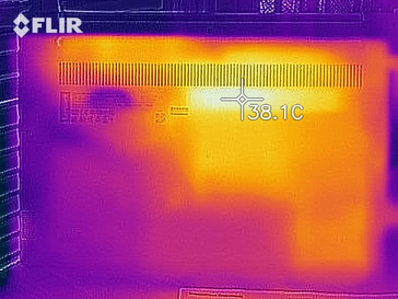 Heat distribution at idle (underside)