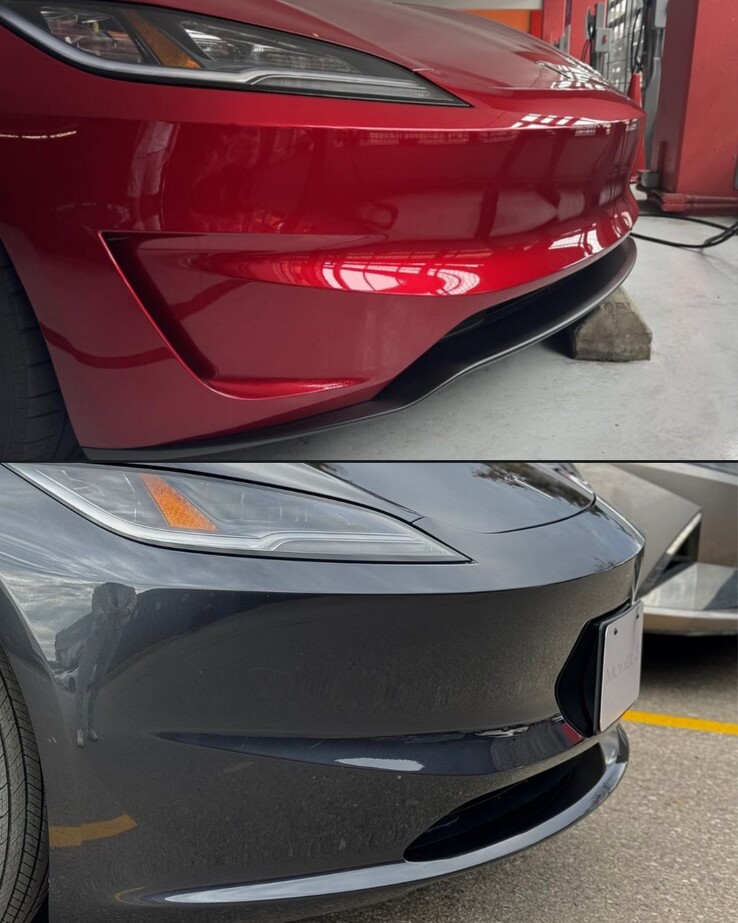 Tesla Model 3 Performance vs Highland front lip split