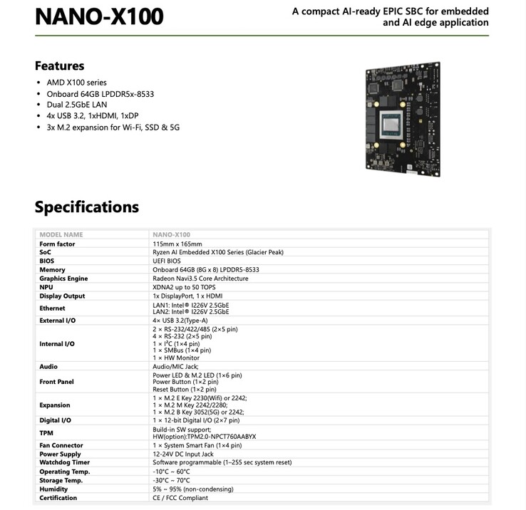 The Nano-X100 SBC sports an impressive I/O setup.