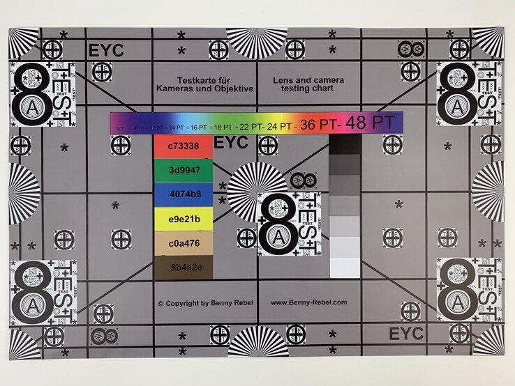 A photo of our test chart